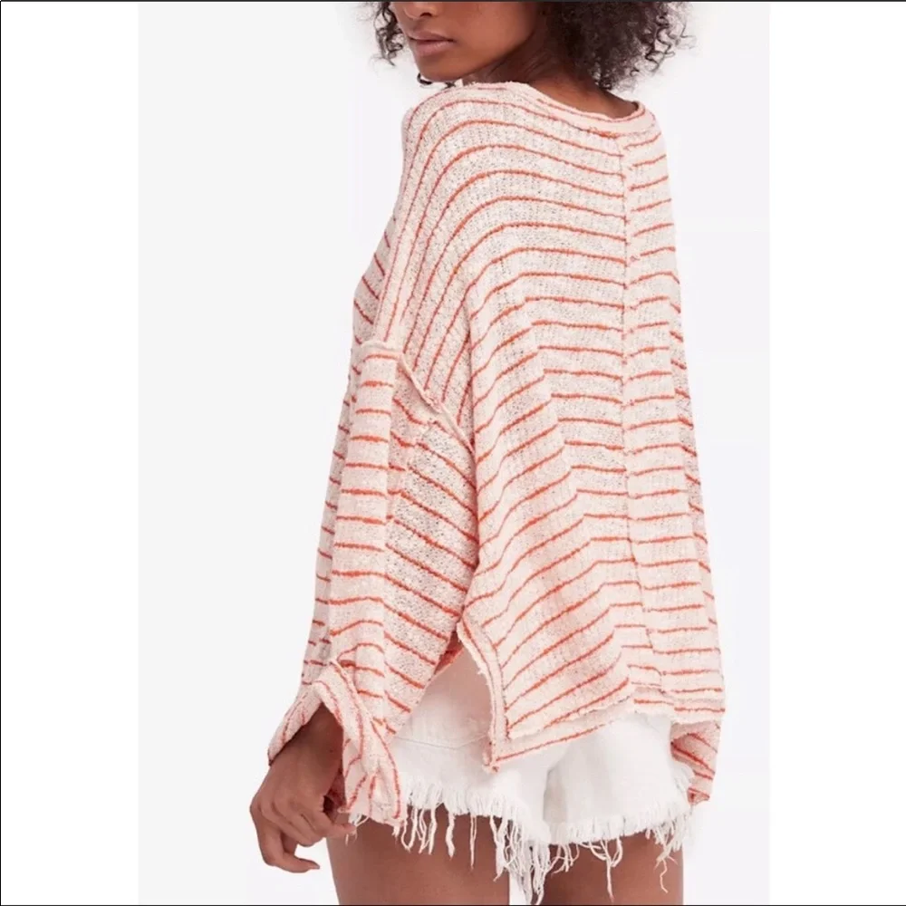 Free People Pink Striped Sweater. Never worn ..Too warm for sunny Florida. - Picture 2 of 7